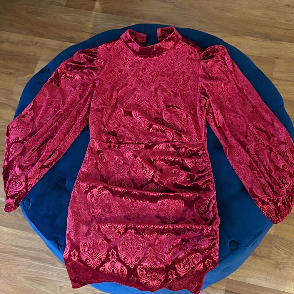 Elegant Red Velvet Dress
